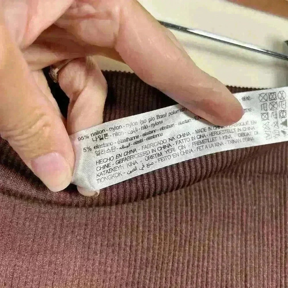 ZARA Casual Ribbed Brown Lounge Seamless Leggings Yoga Pants Women M/L - Picture 6 of 8